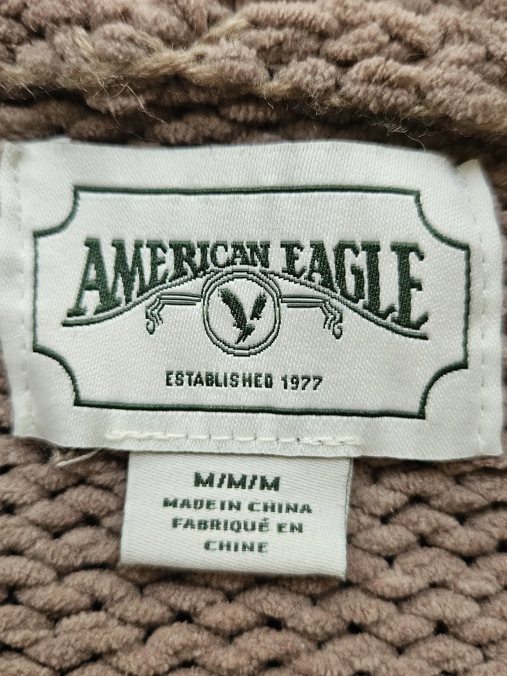 American Eagle Brown Knit Oversized Cardigan Womens M Chunky Balloon Granola